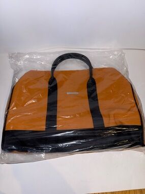 Men's Orange and Black Duffel Bag Travel Tote
